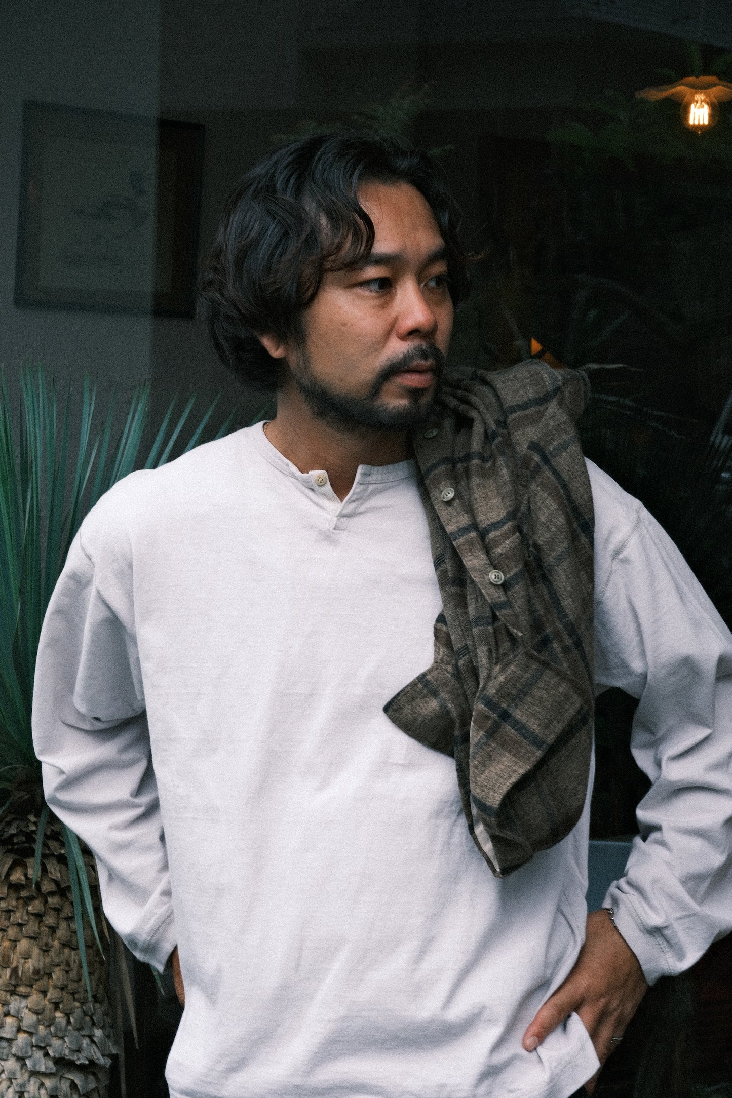DARU HENRY NECK L/S T - ECRU