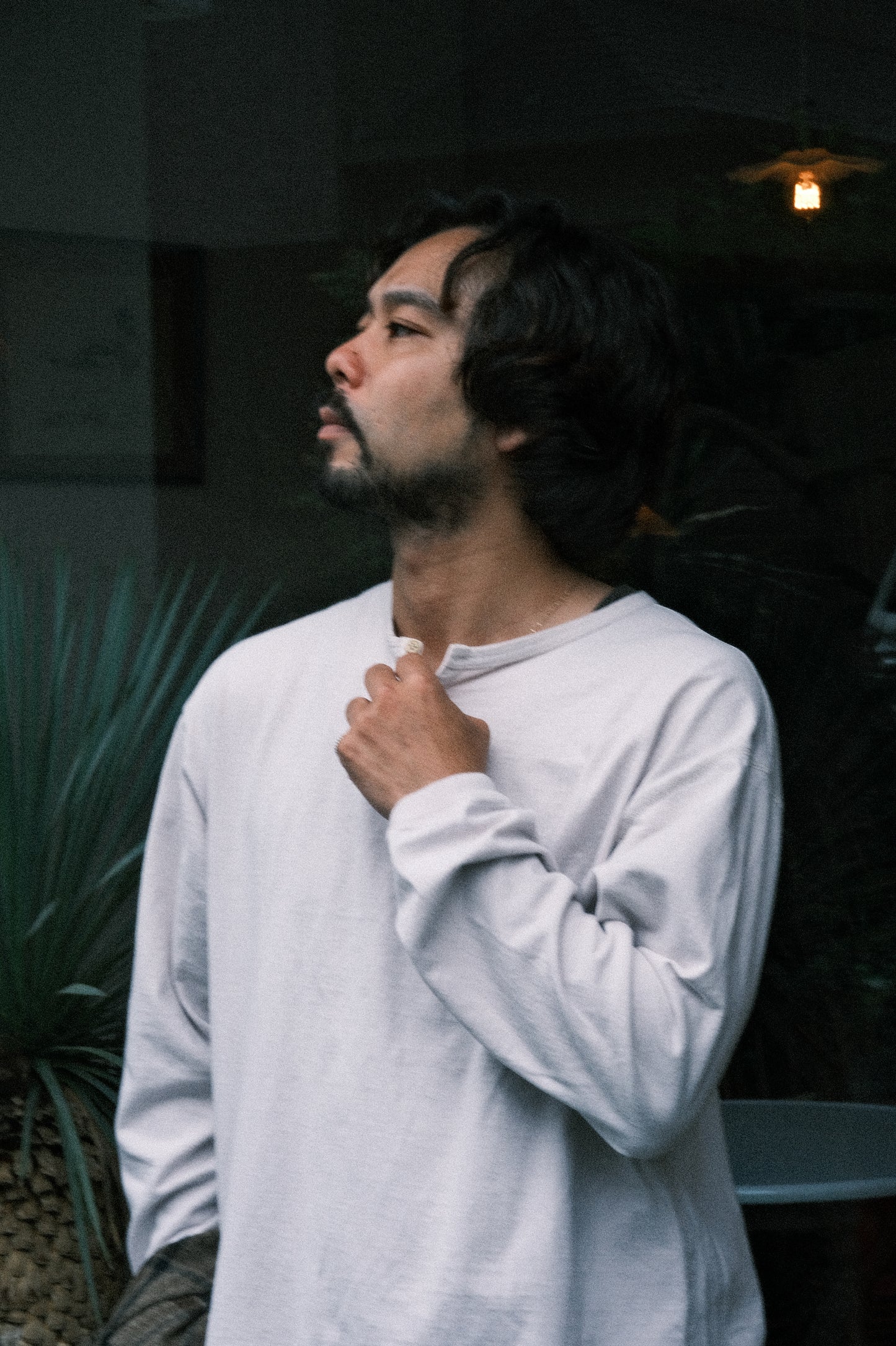 DARU HENRY NECK L/S T - ECRU