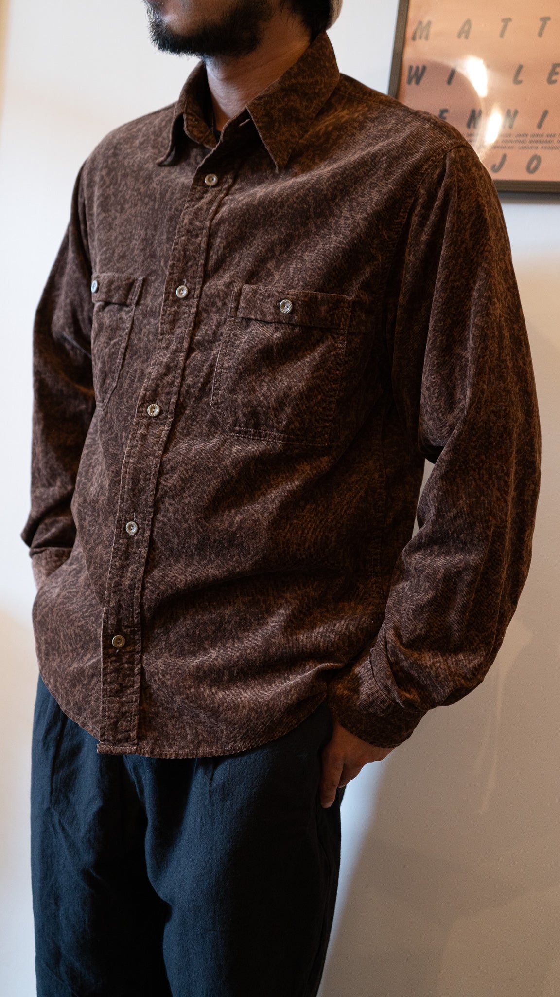 8-90's Camo pattern Corduroy shirt
