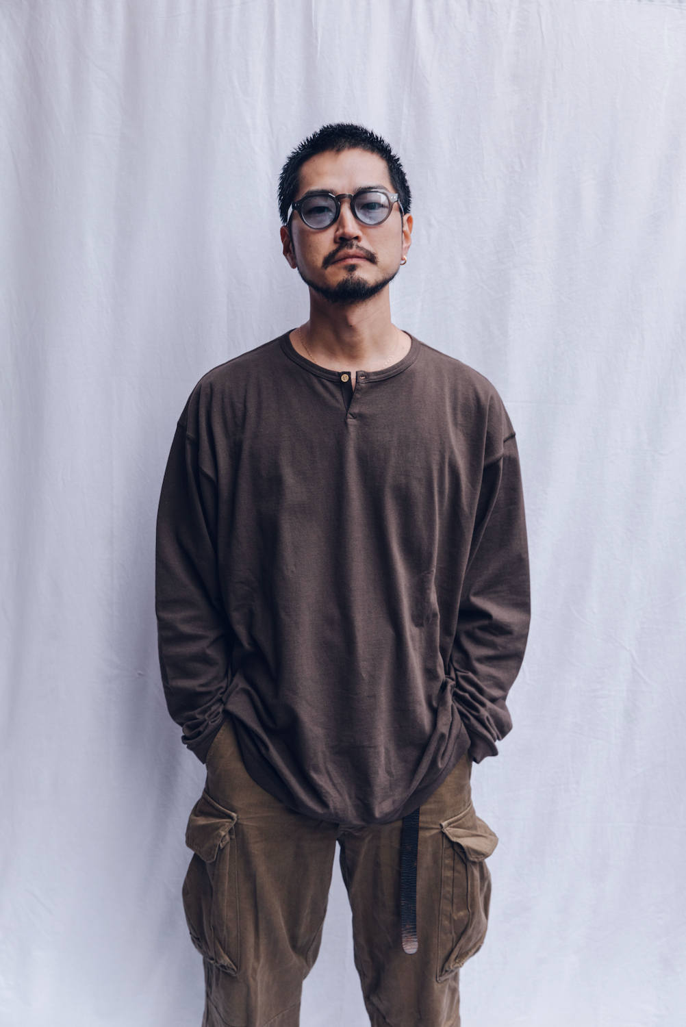 DARU HENRY NECK L/S T - BROWN