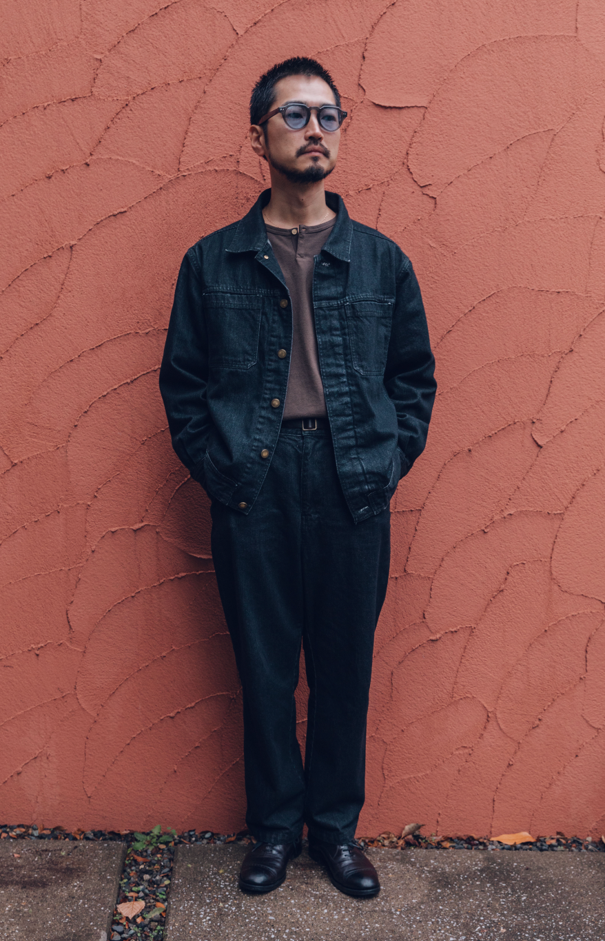 1 TUCK DENIIN PANTS-BLACK
