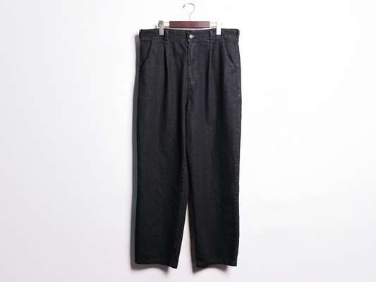 1 TUCK DENIIN PANTS-BLACK