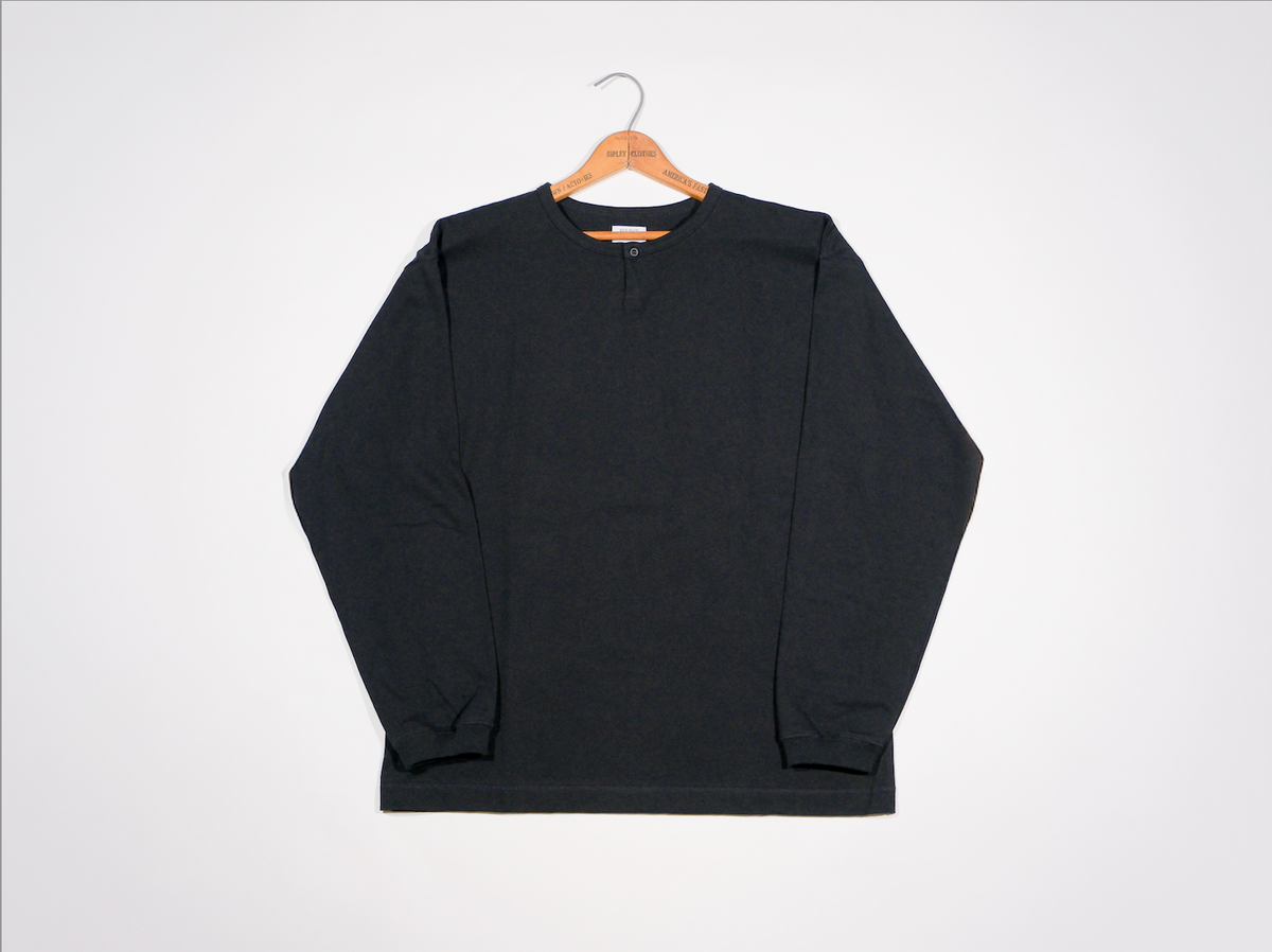 13SHOP-DARU HENRY NECK L/S T - BLACK