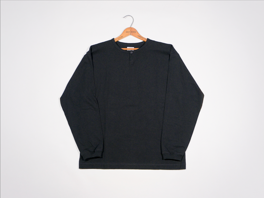 13SHOP-DARU HENRY NECK L/S T - BLACK