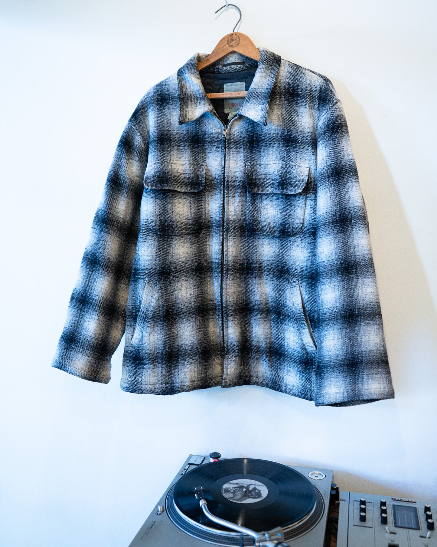 90's  ombre check  pattern wool Jacket