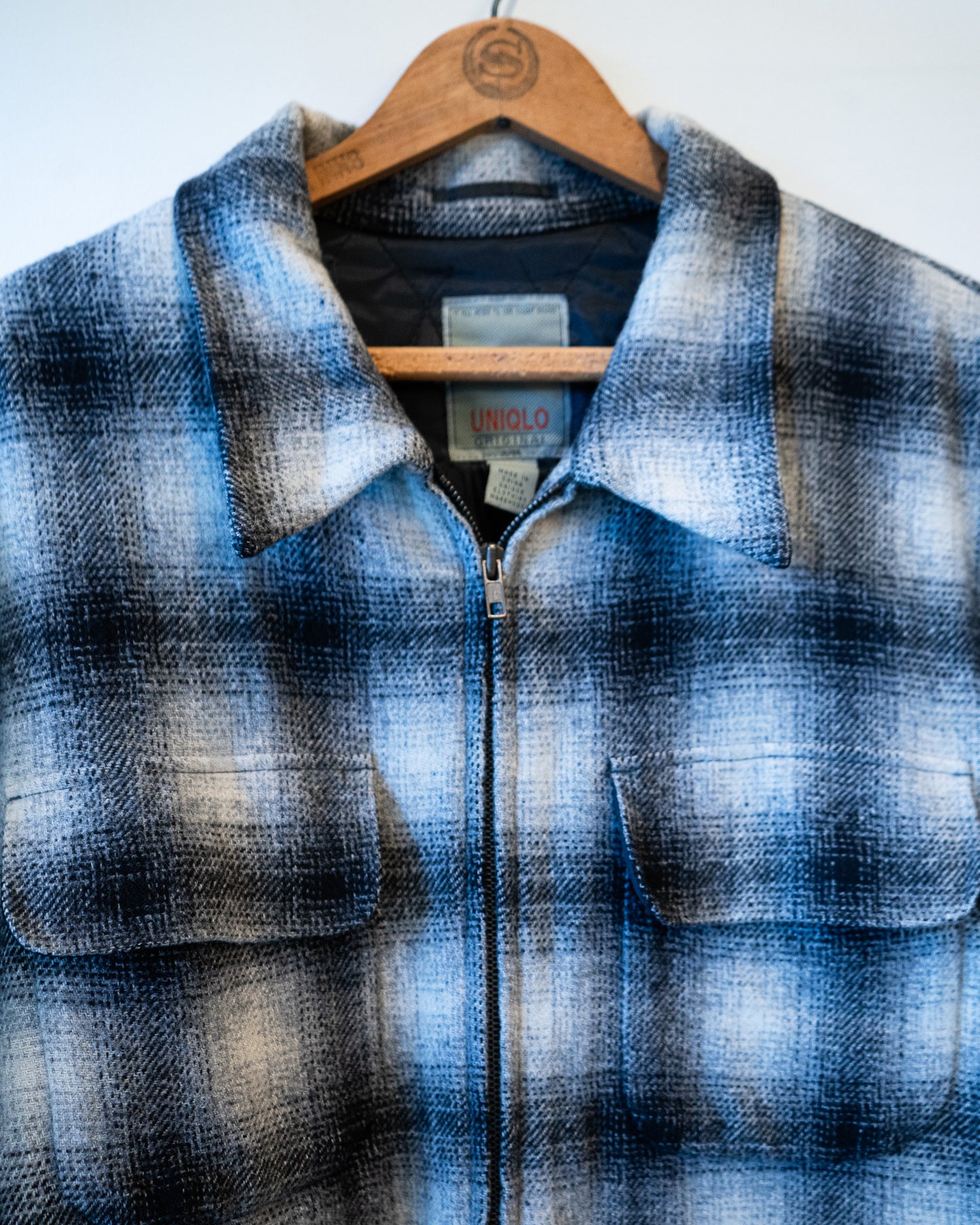 90's  ombre check  pattern wool Jacket